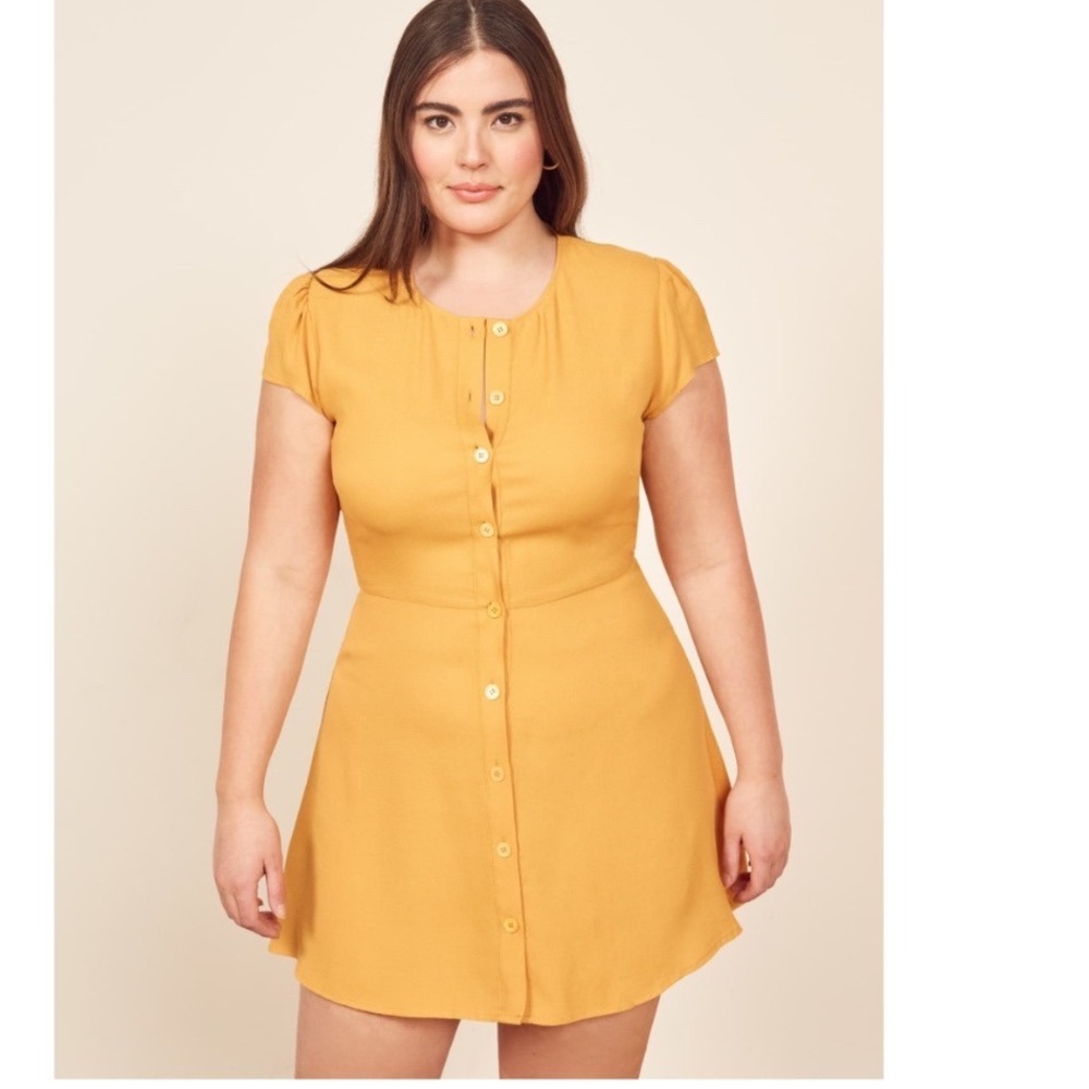 REFORMATION Vikki Dress Button Down In Yellow Size 4